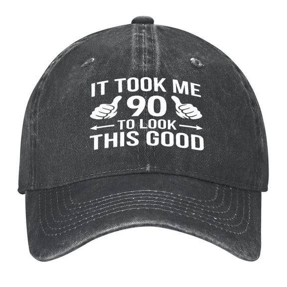 Washed Cotton Baseball Caps for Men Women, Breathable Retro Adjustable Dad Hats with Crown for Running, Outdoor, Daily Casual Wear, Black-90th