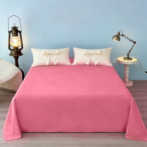Washed Cotton Bed Sheet, Soft Breathable Twin Size Sheet for Bedroom, Skin Friendly Minimalist Solid Color Bedding, Machine Washable Durable Sheet for All Season, 47x90 Inch