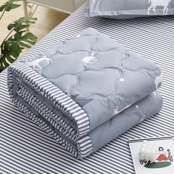 Washed Cotton Cooling Blanket Lightweight Breathable Summer Quilt for Air Conditioned Rooms Soft Thin Cover Machine Washable Gray 59"x78"