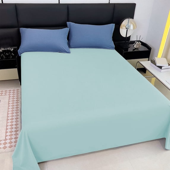 Washed Cotton Flat Sheet 150x230cm Solid Color Plain Dormitory Bedding Single Piece