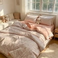 thumbnail image 1 of Washed Cotton Floral Summer Cooling Quilt Lightweight Down Alternative Thin Bed Comforter Reversible Pink Floral Bed Blanket, 1 of 6