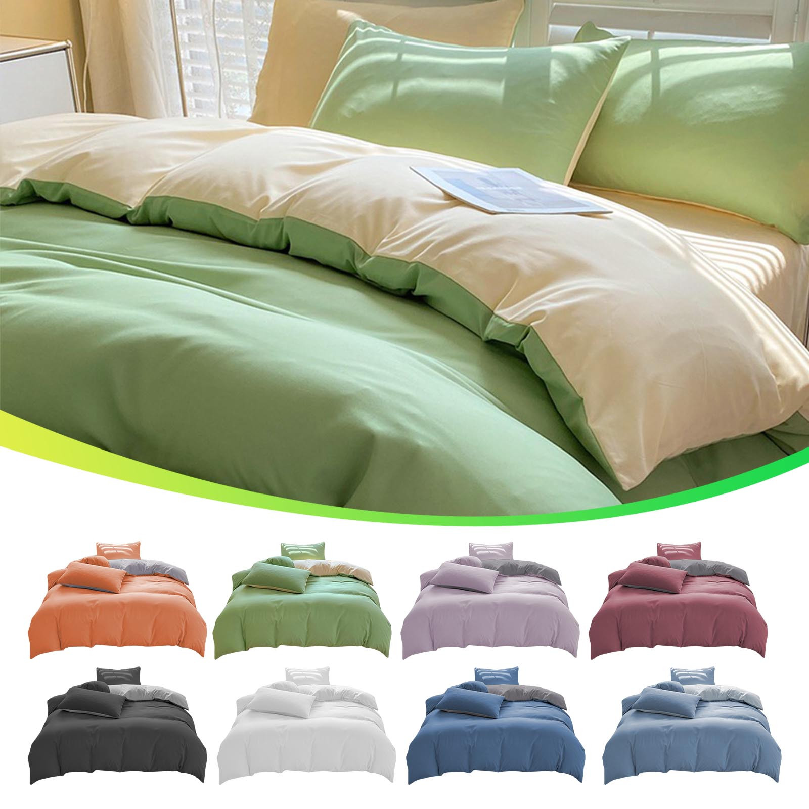 Washed Cotton Four Piece Set,Solid Color Washed Cotton Piece Set,Bedsheet Duvet Cover,1.8m 180x220cm,Four Piece Set,Universal Design for Home Decor,All-Season Comfort,Cotton Material,,NCHKUN