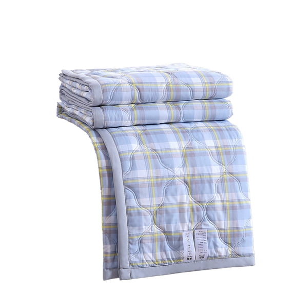 Washed Cotton Gingham Summer Quilt – Machine Washable & Breathable Lightweight Blanket for AC Room, Dorm & Travel (39x59in)