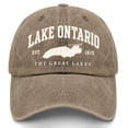 thumbnail image 1 of Washed Cotton Lake Ontario Embroidered Dad Hat, Vintage Adjustable Baseball Cap for Men Women, 1 of 6