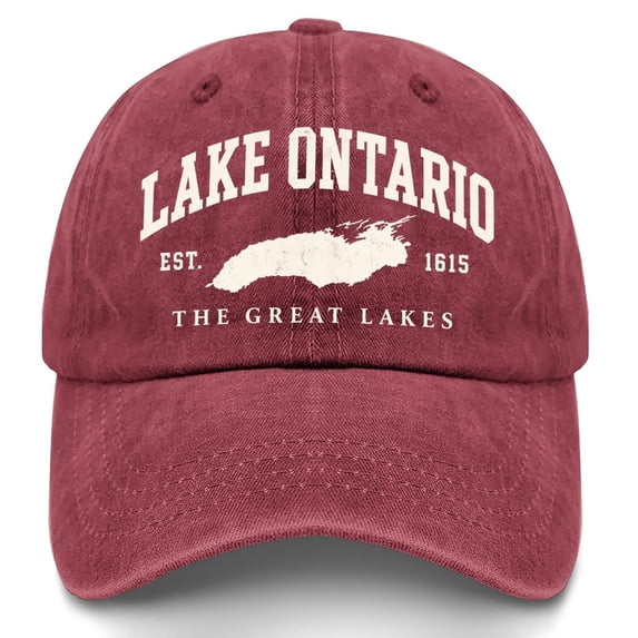 Washed Cotton Lake Ontario Embroidered Dad Hat, Vintage Adjustable Baseball Cap for Men Women