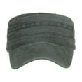 thumbnail image 1 of Washed Cotton Military Cadet Army Caps Unique Design Vintage Flat Top Hat Twill Military Corps Hat by Awwp Green One Size, 1 of 4