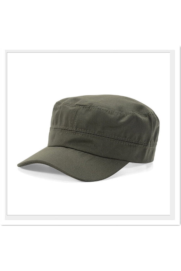 Washed Cotton Military Caps Cadet Army Caps Unique Design Vintage Flat Top Cap