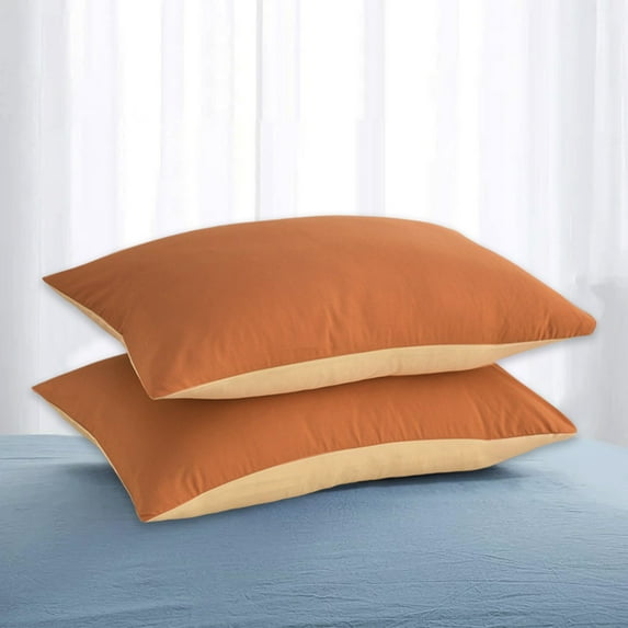Washed Cotton Pillow Shams Set of 2 Envelope Closure Pillowcases Standard Size Soft Breathable