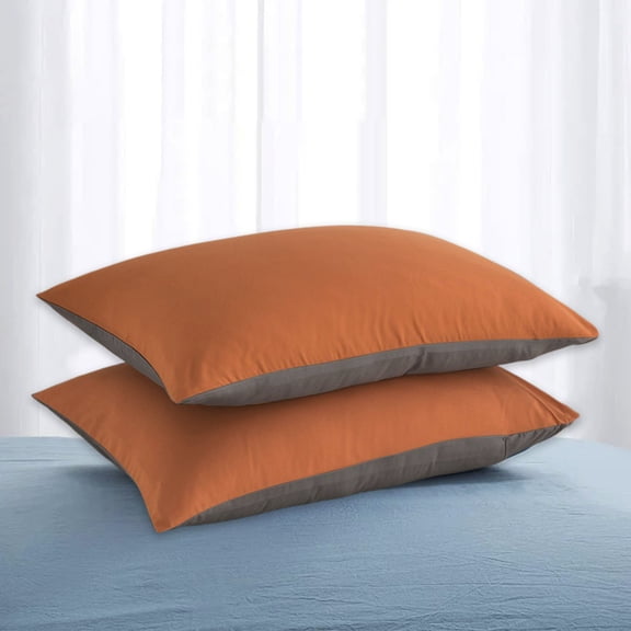Washed Cotton Pillow Shams Set of 2 Envelope Closure Pillowcases Standard Size Soft Breathable