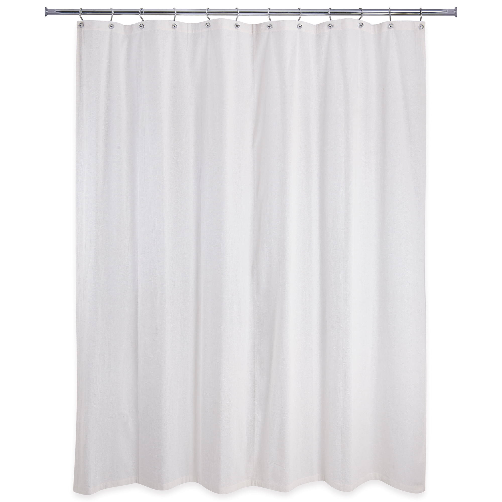Washed Cotton Plainweave White Solid Color Fabric Shower Curtain, 70" x 72" by Allure Home