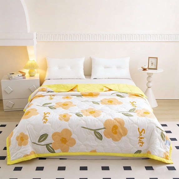 Washed Cotton Summer Cool Quilt,Washed Cotton Cool Quilt,Skin Friendly Air Conditioner Comforter Lightweight Breathable Blanket for Home Bedroom Sofa Office and Travel