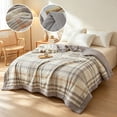 thumbnail image 1 of Washed Cotton Summer Quilt Cotton Filling Cool Breathable Plaid Bed Blanket Lightweight Quilt for Hot Weather Bedroom Dorm Home Decor, 1 of 6
