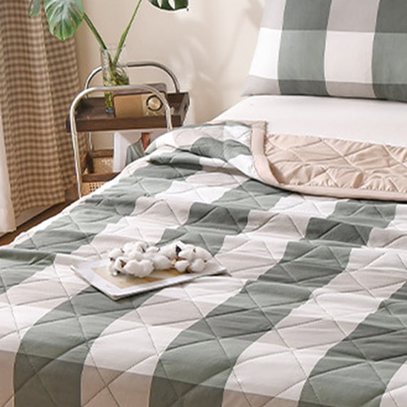 Washed Cotton Summer Quilt – Lightweight & Breathable Diamond Quilted Blanket for Air-Conditioned Rooms, Machine Washable & Soft 39x59in