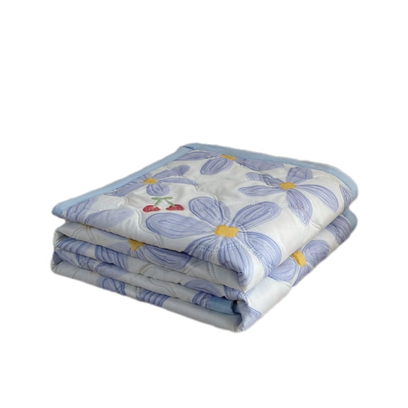 Washed Cotton Summer Quilt With Soft Filling, Breathable Fabric, Printed Design, Machine Washable For Bedroom, Air Conditioning Use, Guest Room, 78.7X59 In 1.3 Lb