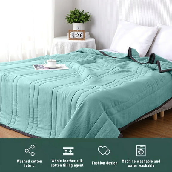 Washed Cotton Summer Quilt Solid Color Air Conditioning Quilt Washable Summer Gift Summer Quilt