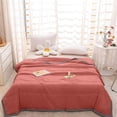 thumbnail image 1 of Washed Cottons Striped Summer Quilt - Lightweight Breathable Air Conditioning Quilt for All-Season Use, 150x200cm, Machine Washable, Gray/Blue/Pink, 1 of 6