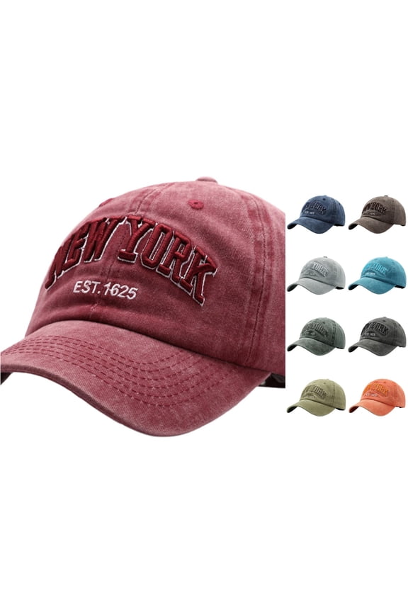 Washed Denim Baseball Cap with Embroidered Letters Unisex York Style Dad Hat Trainman Hat