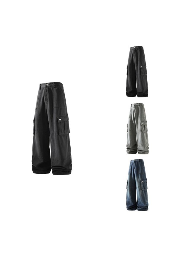 Washed Denim Casual Pants, Men's Classic Relaxed Fit Trousers for Comfortable Wear
