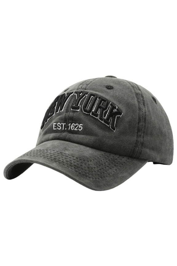 Washed Denim Embroidered Letter Baseball Cap Unisex York Style Casual Dad Hat For Everyday Wear
