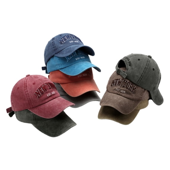 Washed Distressed Denim Baseball Cap for Men Women with NEWYORK Embroidery Unisex Casual Outdoor Hat Summer Sports Cap Dark Green
