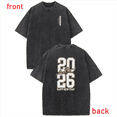 thumbnail image 1 of Washed Double-sided Hello 2026 Happy New Year Theme Graphic Soft Tee T Shirt Tops Short Sleeve Round Neck Black S-2XL Plus Size, 1 of 5