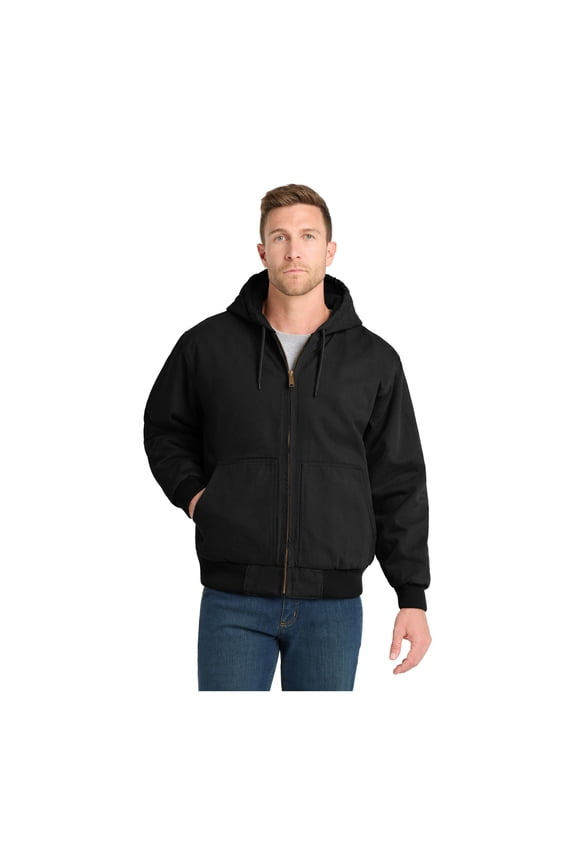 Unisex Washed Duck Cloth Insulated Hooded Work Jacket | Warm Casual Work Hoodie for Men & Women, Adjustable Hood