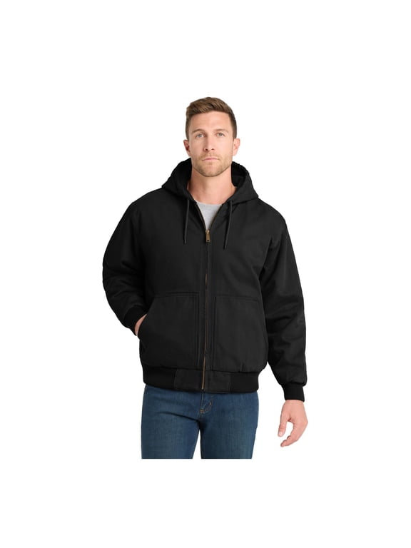 Unisex Washed Duck Cloth Insulated Hooded Work Jacket | Warm Casual Work Hoodie for Men & Women, Adjustable Hood