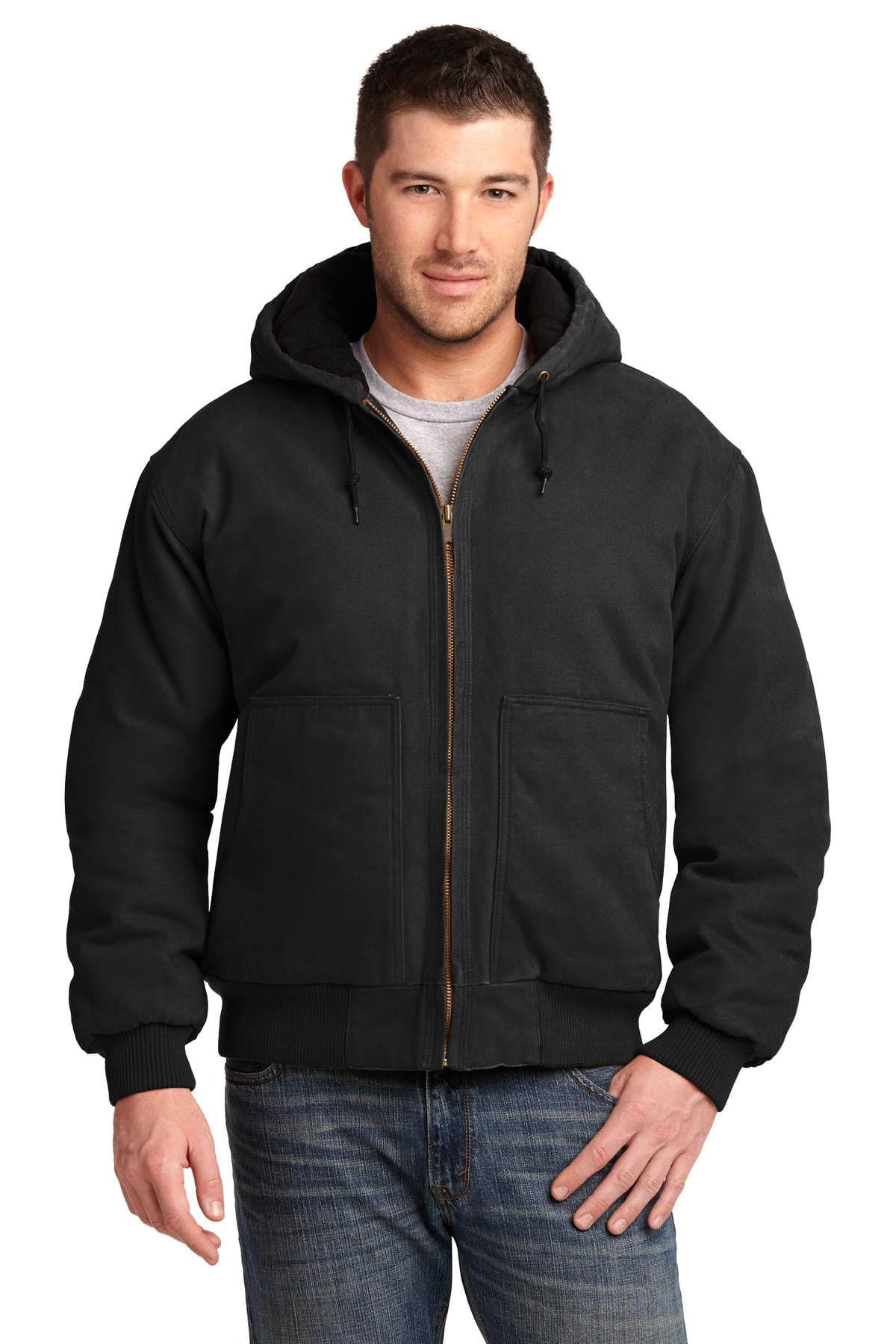 Washed Duck Cloth Insulated Hooded Work Jacket - Walmart.com