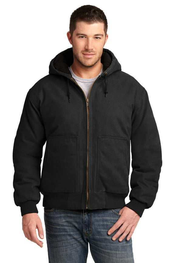 Washed Duck Cloth Insulated Hooded Work Jacket