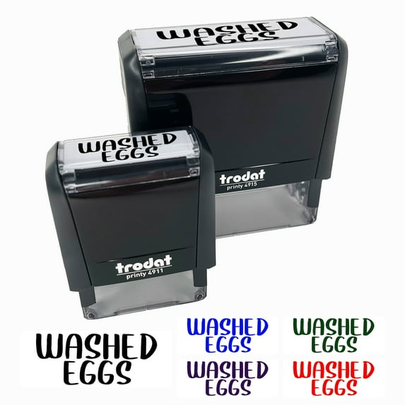 Washed Eggs Farm Chicken Duck Goose Quail Label Carton Self-Inking Rubber Stamp Ink Stamper for Business Office - Black Ink - Small 1-1/2 Inch