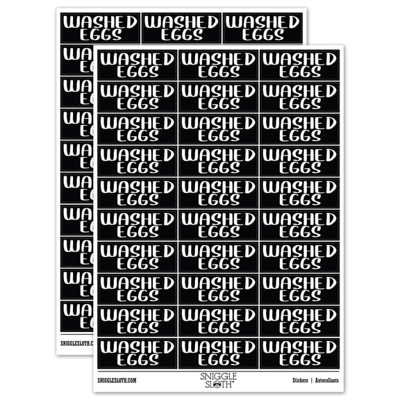 Washed Eggs Farm Chicken Duck Goose Quail Label Carton Sticker Set - Black - Gloss Finish - 1.75" Medium