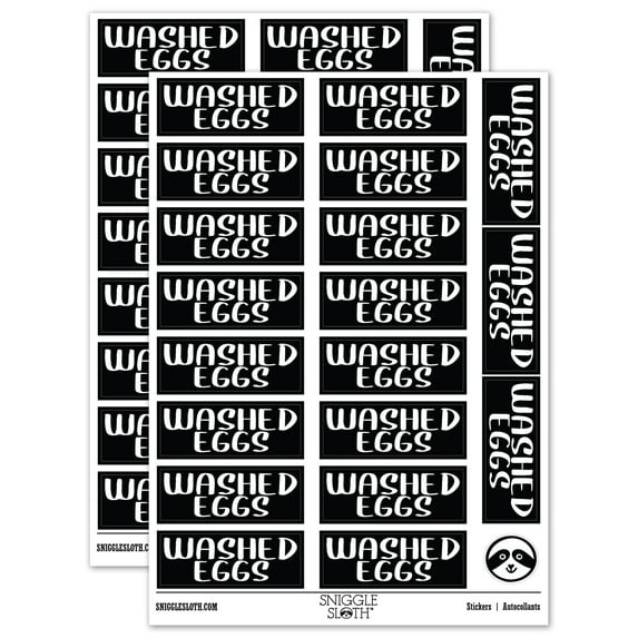 Washed Eggs Farm Chicken Duck Goose Quail Label Carton Sticker Set - Black - Matte Finish - 2.00" Large