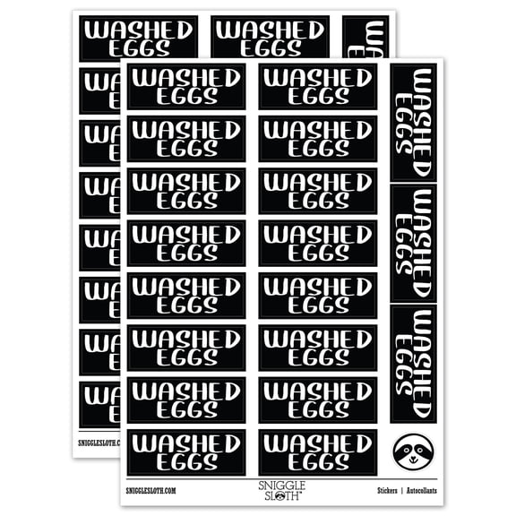 Washed Eggs Farm Chicken Duck Goose Quail Label Carton Sticker Set - Black - Matte Finish - 2.00" Large