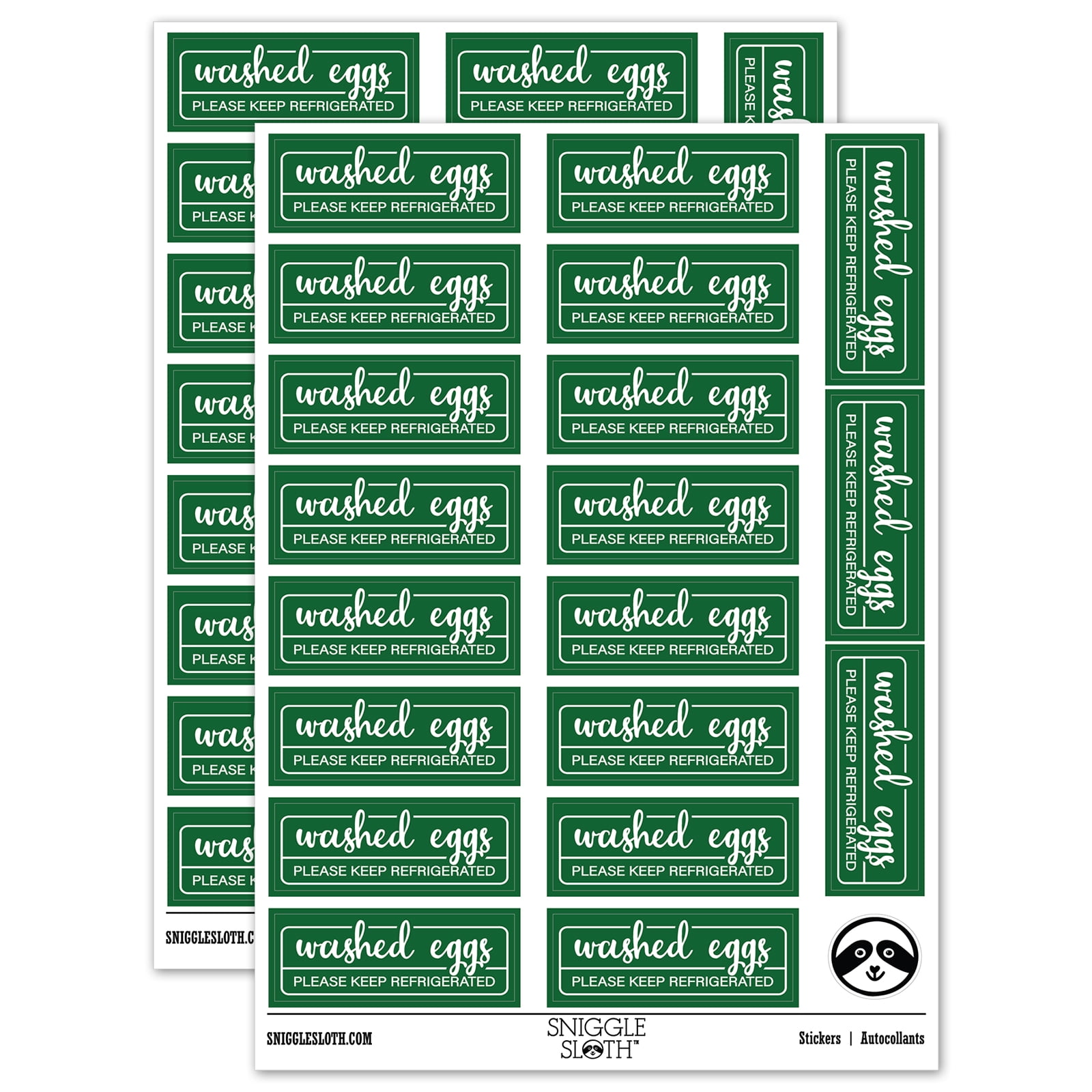 Washed Eggs Please Keep Refrigerated Label Carton Sticker Set Dark