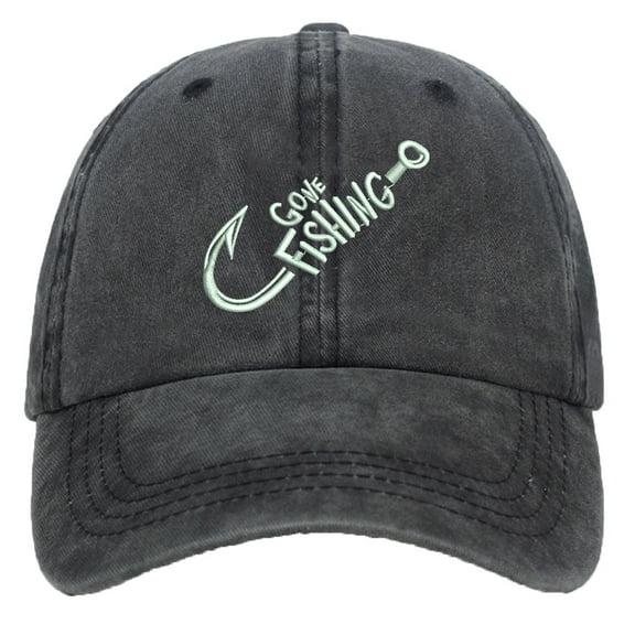 Washed Fishhook Embroidered Baseball Cap Cotton Duckbill Cap Dad Hat Hip Hop Hat