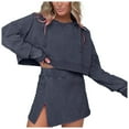 thumbnail image 1 of Washed Hoodie Skirt Set Skirt Sets Women 2 Piece Outfits Mini Sweat Skirt Sets Women 2 Piece Outfits, 1 of 9