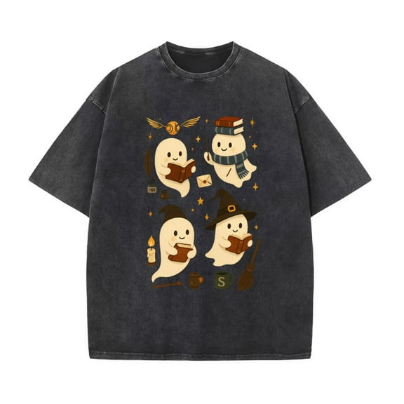 Washed Letter Reading Graphic Vintage Cotton Casual Short Sleeve Round Neck Black S-2XL Plus size