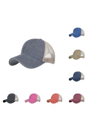 Washed Light Board Mesh Cap Baseball Cap Tongue Cap Sun Hat Fashionable Hundred Matching Solid Color Baseball Cap Big Women