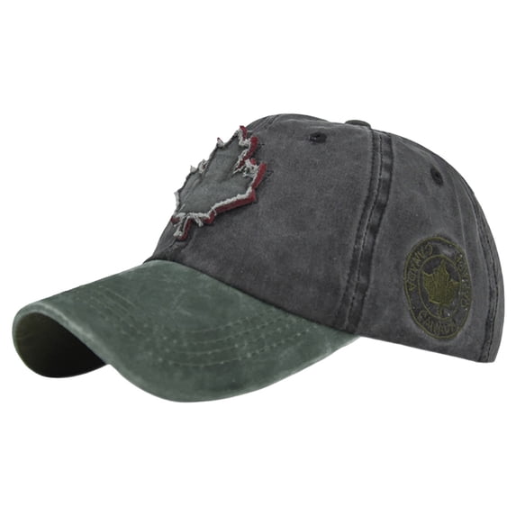 Washed Plain Baseball Cap Color Block Casquette Canada Day Embroidered Maple Leaf Flag Adjustable Hat Golf Hat UV Protection