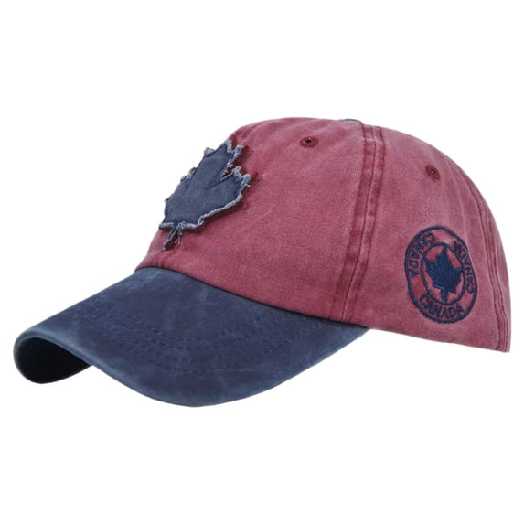 Washed Plain Baseball Cap Color Block Casquette Canada Day Embroidered Maple Leaf Flag Adjustable Hat Golf Hat UV Protection