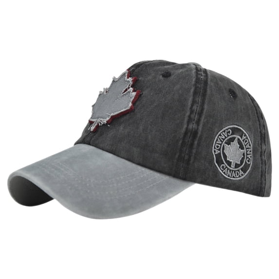 Washed Plain Baseball Cap Color Block Casquette Canada Day Embroidered Maple Leaf Flag Adjustable Hat Golf Hat UV Protection