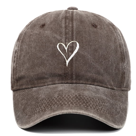 Washed Plain Baseball Cap Love Heart Embroidery Casquette Fashionable Cap Golf Hat UV Protection