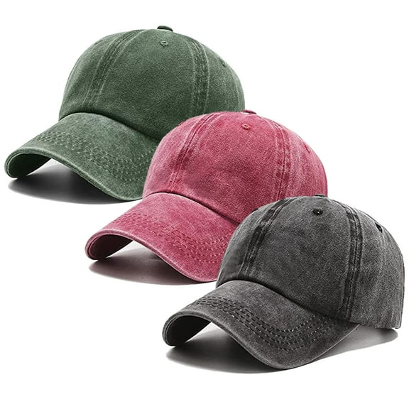 Washed Plain Vintage Baseball Cap,Cotton Adjustable Twill Bulk Low Profile Dad Hat for Men/Women 3 Pack