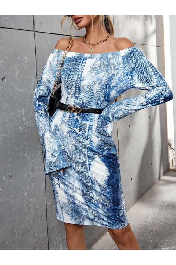 Washed Up Denim Long Sleeve Dress