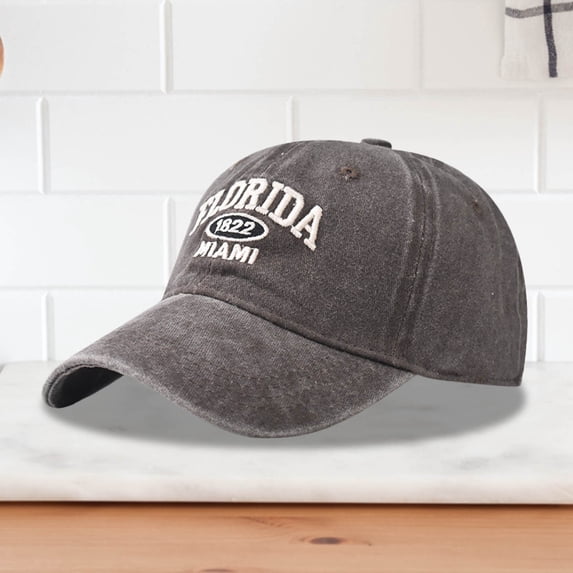 Washed Vintage Baseball Cap JIANLAI Florida Miami Letter Embroidery Soft Curved Brim Adjustable Distressed Twill Hat Retro Casual Accessory for Daily Commuting
