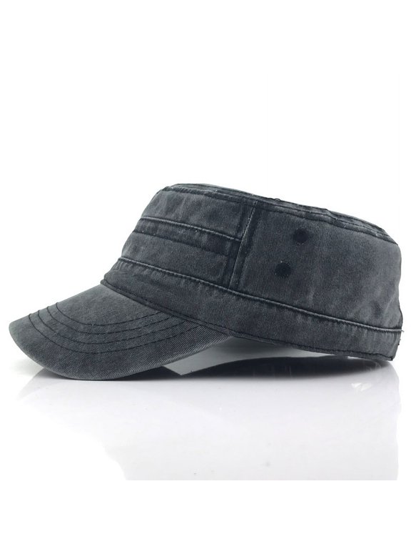 Washed Vintage Flat Top Low Profile Cadet Military Army Style Baseball Cap For Men Women Spring Summer Daily Wear Assorted Solid Colors 1 Pack Breathable Headwear