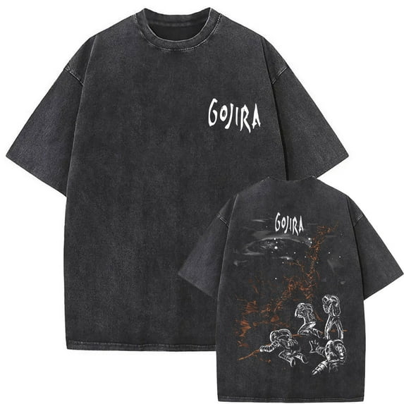 Washed Vintage French Band Gojira The Flesh Alive Album Cover T-shirt Men Women Rock Tshirt Mens Casual T Shirts