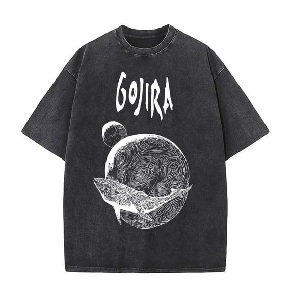 Washed Vintage French Band Gojira The Flesh Alive Album Cover T-shirt Men Women Rock Tshirt Mens Casual T Shirts