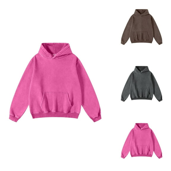 Washed Vintage Hoodies for Women 2025 Long Sleeve Distressed Baggy Hoodie with Pockets Hooded Sweatshirt Pullover Tops