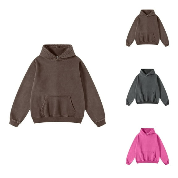 Washed Vintage Hoodies for Women 2025 Long Sleeve Distressed Baggy Hoodie with Pockets Hooded Sweatshirt Pullover Tops